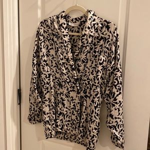 Vintage black and white silk top small